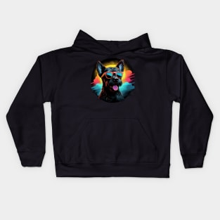 Retro Wave Russel Terrier Dog Shirt Kids Hoodie